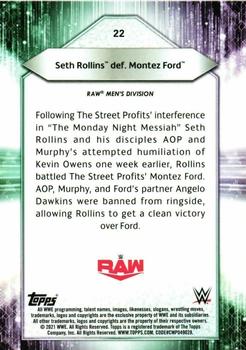 2021 Topps WWE #22 Seth Rollins def. Montez Ford Back