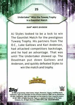 2021 Topps WWE #25 Undertaker Wins the Tuwaiq Trophy in a Gauntlet Match Back