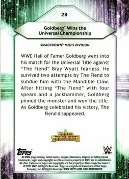 2021 Topps WWE #28 Goldberg Wins the Universal Championship Back