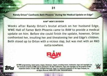 2021 Topps WWE #31 Randy Orton Confronts Beth Phoenix During Her Medical Update on Edge Back