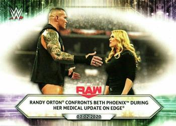 2021 Topps WWE #31 Randy Orton Confronts Beth Phoenix During Her Medical Update on Edge Front