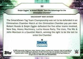 2021 Topps WWE #32 Dolph Ziggler & Robert Roode Earn the Advantage for the Elimination Chamber Back