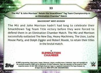 2021 Topps WWE #33 The Miz & John Morrison Retain the SmackDown Tag Team Championship in an Elimination Chamber Match Back