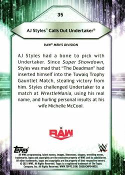 2021 Topps WWE #35 AJ Styles Calls Out Undertaker Back