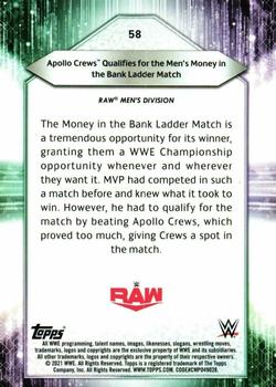 2021 Topps WWE #58 Apollo Crews Qualifies for the Men's Money in the Bank Ladder Match Back