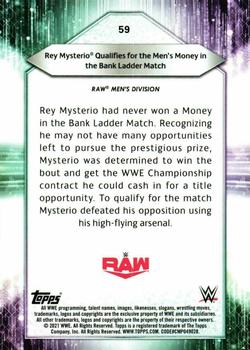 2021 Topps WWE #59 Rey Mysterio Qualifies for the Men's Money in the Bank Ladder Match Back