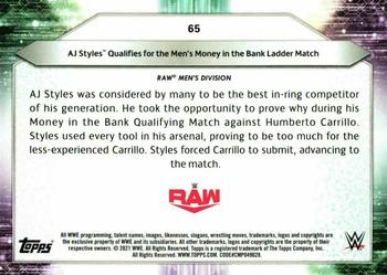 2021 Topps WWE #65 AJ Styles Qualifies for the Men's Money in the Bank Ladder Match Back