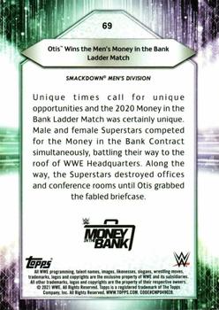 2021 Topps WWE #69 Otis Wins the Men's Money in the Bank Ladder Match Back