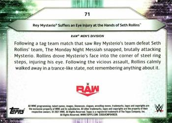 2021 Topps WWE #71 Rey Mysterio Suffers an Eye Injury at the Hands of Seth Rollins Back
