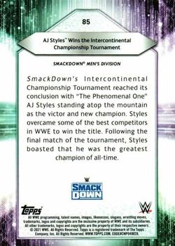 2021 Topps WWE #85 AJ Styles Wins the Intercontinental Championship Tournament Back