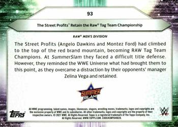 2021 Topps WWE #93 The Street Profits Retain the Raw Tag Team Championship Back