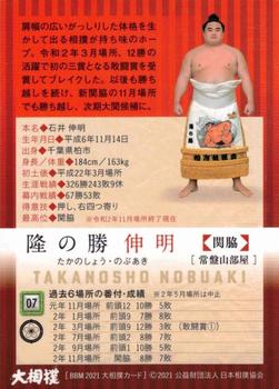 2021 BBM Sumo #07 Takanoshō Nobuaki Back
