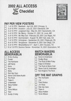 2002 Fleer WWF All Access - Checklists #NNO Checklist: Inserts Front