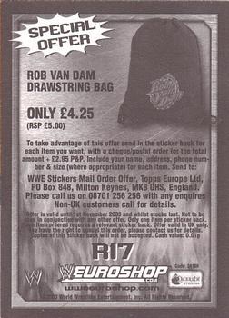 2003 Merlin RAW vs SmackDown Stickers #R17 Rob Van Dam Back