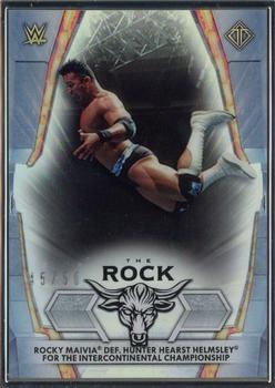 2021 Topps Transcendent Collection WWE - WWE Legends Tribute Set The Rock #DJ-2 Rocky Maivia def. Hunter Hearst Helmsley for the Intercontinental Championship Front
