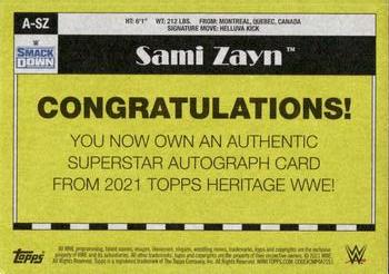 2021 Topps Heritage WWE - Autographs #A-SZ Sami Zayn Back