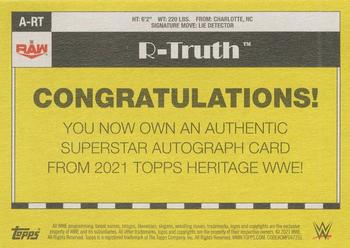2021 Topps Heritage WWE - Autographs Blue #A-RT R-Truth Back