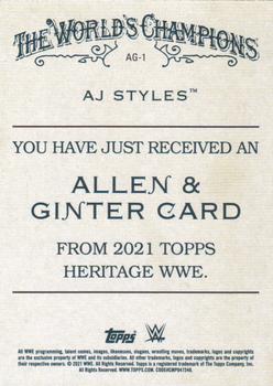 2021 Topps Heritage WWE - Allen & Ginter #AG-1 AJ Styles Back