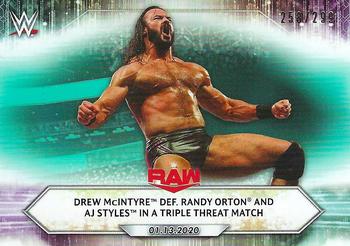 2021 Topps WWE - Aqua #6 Drew McIntyre def. Randy Orton and AJ Styles in a Triple Threat Match Front