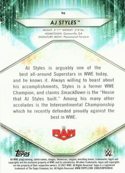 2021 Topps WWE - Aqua #96 AJ Styles Back