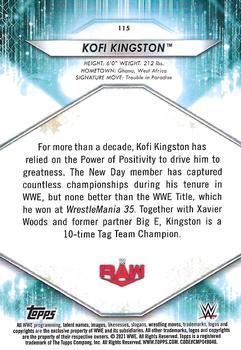 2021 Topps WWE - Aqua #115 Kofi Kingston Back
