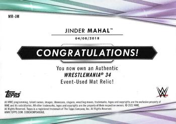 2021 Topps WWE - Mat Relics Aqua #MR-JM Jinder Mahal Back