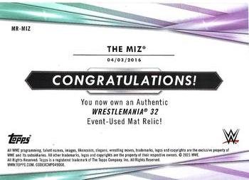 2021 Topps WWE - Mat Relics Citrine #MR-MIZ The Miz Back