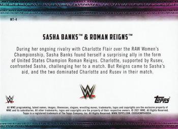 2021 Topps WWE - Coolest Mixed Tag Teams #MT-4 Sasha Banks & Roman Reigns Back