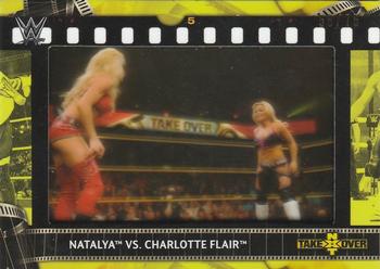 2021 Topps WWE - Match Film Strips Manufactured Relics Citrine #FS-NC Natalya vs. Charlotte Flair Front