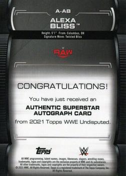 2021 Topps WWE Undisputed - Superstar Roster Autographs #A-AB Alexa Bliss Back