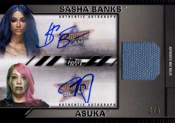 2021 Topps WWE Undisputed - Matchup Dual Relic Autographs Black #AMA-SA Sasha Banks / Asuka Front