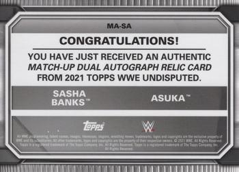 2021 Topps WWE Undisputed - Matchup Dual Relic Autographs Black #AMA-SA Sasha Banks / Asuka Back