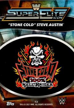 2021 Topps WWE Superstars - Super Elite Icons Yellow #IC6 Stone Cold Steve Austin Back