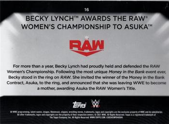 2021 Topps WWE Women's Division - Rainbow Foil #16 Becky Lynch Awards the Raw Women's Championship to Asuka Back