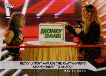 2021 Topps WWE Women's Division - Rainbow Foil #16 Becky Lynch Awards the Raw Women's Championship to Asuka Front