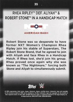 2021 Topps WWE Women's Division - Rainbow Foil #35 Rhea Ripley def. Aliyah & Robert Stone in a Handicap Match Back