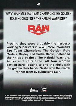 2021 Topps WWE Women's Division - Rainbow Foil #41 WWE Women’s Tag Team Champions The Golden Role Models def. The Kabuki Warriors Back