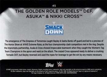 2021 Topps WWE Women's Division - Rainbow Foil #45 The Golden Role Models def. Asuka & Nikki Cross Back