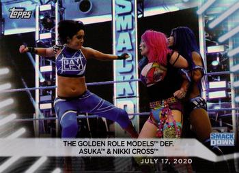 2021 Topps WWE Women's Division - Rainbow Foil #45 The Golden Role Models def. Asuka & Nikki Cross Front
