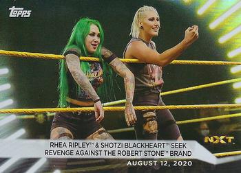 2021 Topps WWE Women's Division - Rainbow Foil #57 Rhea Ripley & Shotzi Blackheart Seek Revenge Against The Robert Stone Brand Front