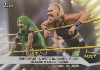 2021 Topps WWE Women's Division - Rainbow Foil #59 Rhea Ripley & Shotzi Blackheart def. The Robert Stone Brand Front