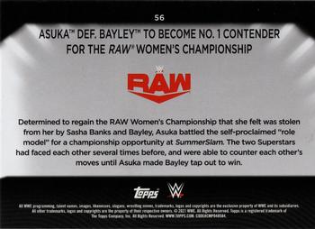 2021 Topps WWE Women's Division - Rainbow Foil #65 SmackDown Women's Champion Bayley def. Asuka Back