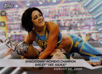 2021 Topps WWE Women's Division - Rainbow Foil #65 SmackDown Women's Champion Bayley def. Asuka Front