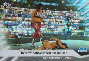 2021 Topps WWE Women's Division - Rainbow Foil #71 Bayley Brutalizes Sasha Banks Front