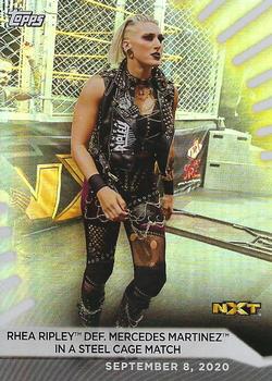 2021 Topps WWE Women's Division - Rainbow Foil #72 Rhea Ripley def. Mercedes Martinez in a Steel Cage Match Front