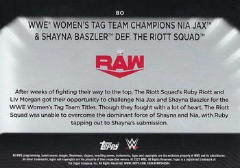 2021 Topps WWE Women's Division - Rainbow Foil #80 WWE Women’s Tag Team Champions Nia Jax & Shayna Baszler def. The Riott Squad Back