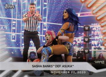 2021 Topps WWE Women's Division - Rainbow Foil #98 Sasha Banks def. Asuka Front
