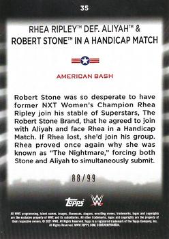 2021 Topps WWE Women's Division - Purple #35 Rhea Ripley def. Aliyah & Robert Stone in a Handicap Match Back