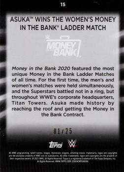 2021 Topps WWE Women's Division - Blue #15 Asuka Wins the Women's Money in the Bank Ladder Match Back