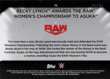 2021 Topps WWE Women's Division - Blue #16 Becky Lynch Awards the Raw Women's Championship to Asuka Back